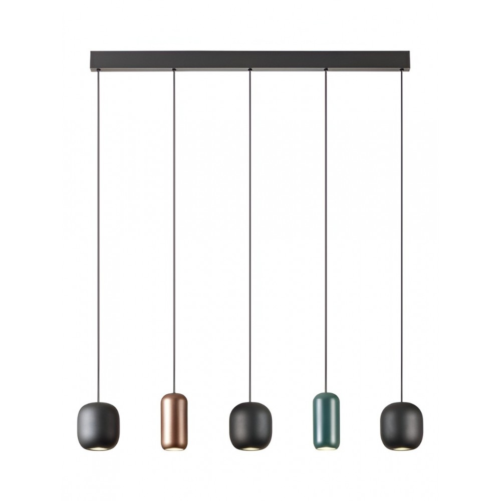 Suspension Smarter Boom, metal, multicolored, 5XGU10, L.102 cm