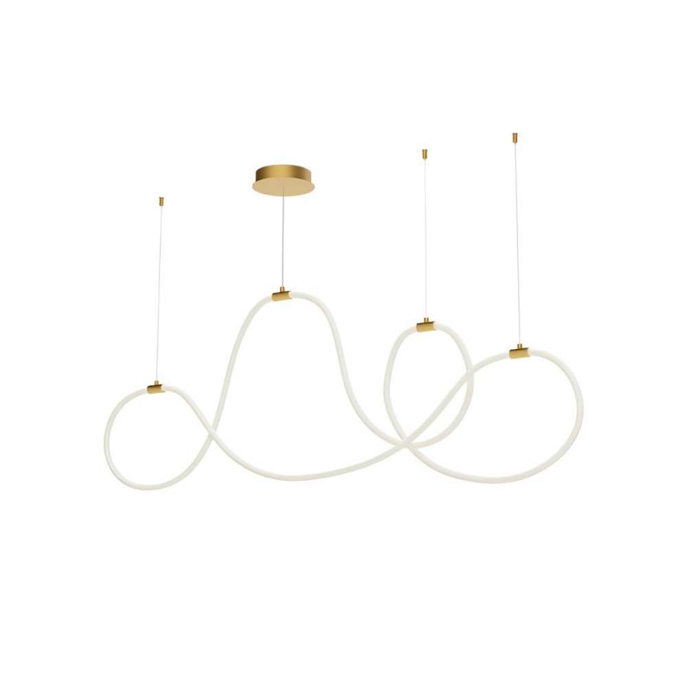 Suspension Smarter Henk, metal, silicon diffuser, matt gold, dimmable, LED, 54W, 2700 lumens, warm white 3000K, L.150 cm