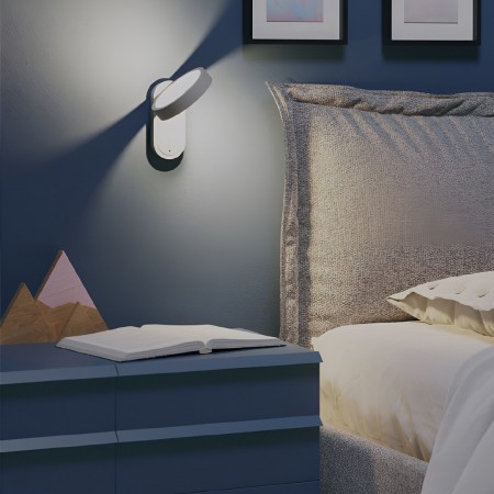 Wall lamp Smarter Keen, metal, sand white, LED, 6W, 440 lumens, warm white 3000K, H.18 cm