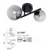 Ceiling lamp Smater Astra, metal, smoke glass, matt black, 2XG9, L.25 cm
