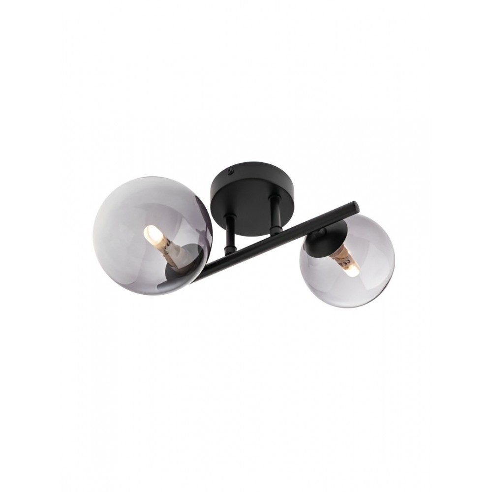 Ceiling lamp Smater Astra, metal, smoke glass, matt black, 2XG9, L.25 cm