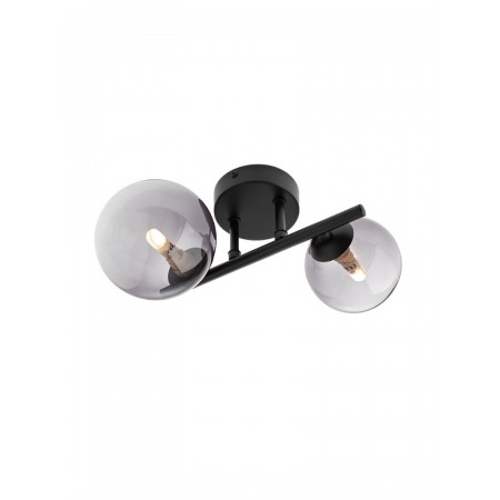 Ceiling lamp Smater Astra, metal, smoke glass, matt black, 2XG9, L.25 cm