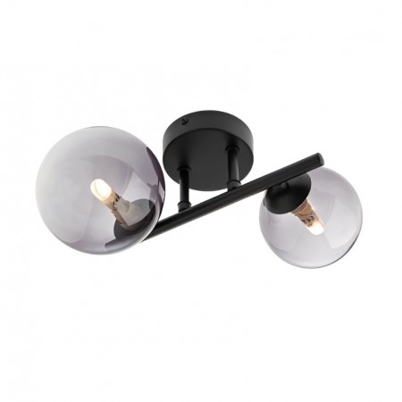 Ceiling lamp Smater Astra, metal, smoke glass, matt black, 2XG9, L.25 cm