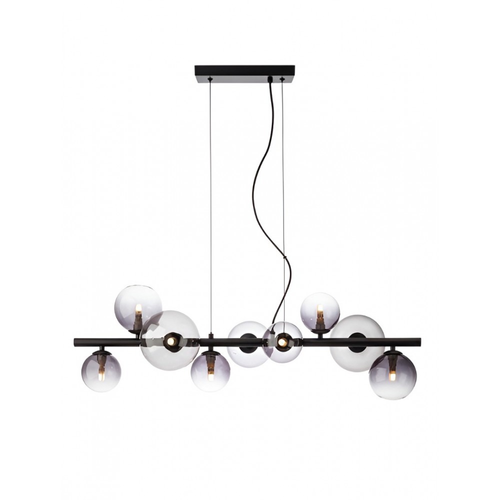 Suspension Smarter Astra, metal, smoke glass, matt black, 9XG9, L.86 cm
