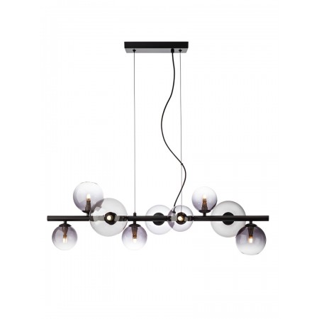 Suspension Smarter Astra, metal, smoke glass, matt black, 9XG9, L.86 cm
