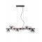 Suspension Smarter Astra, metal, smoke glass, matt black, 9XG9, L.86 cm