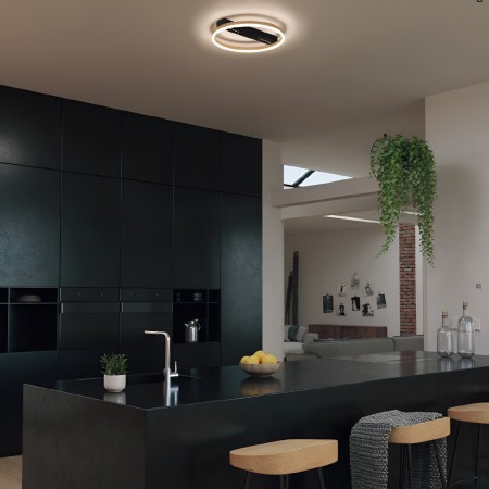 Ceiling lamp Smarter Demy, metal, sand black/matt gold, LED, 36W, 2171 lumens, warm white 3000K, D.50 cm
