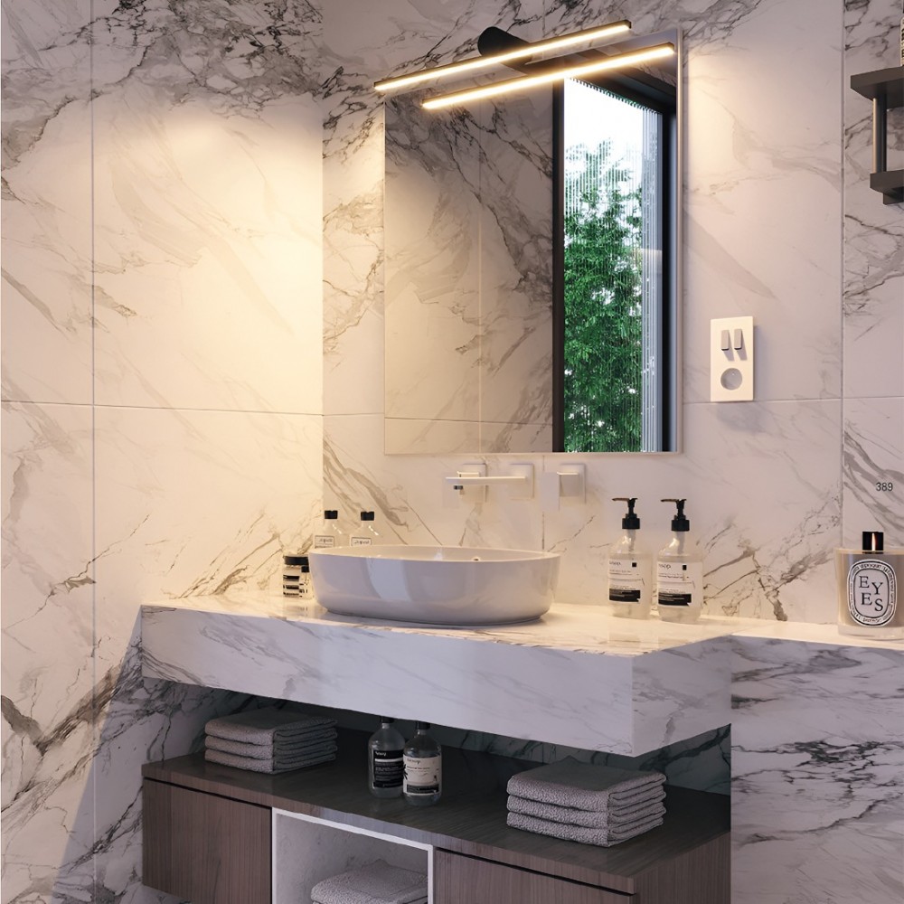 Wall lamp Smarter Row, metal, sand black, LED, 18W, 982 lumens, warm white 3000K, L.90 cm, IP44