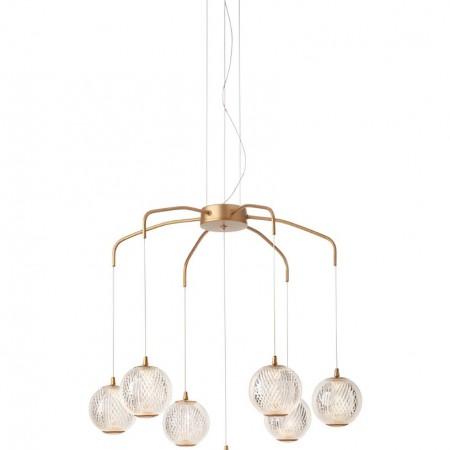 Suspension Smarter Gianet, metal, matt gold, LED, 28W, 2439 lumens, warm white 3000K, L.65 cm