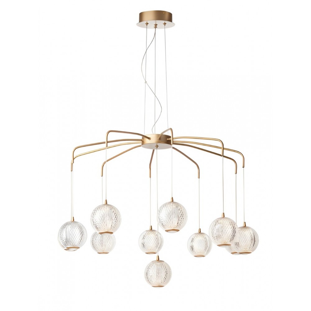 Suspension Smarter Gianet, metal, matt gold, LED, 42W, 3663 lumens, warm white 3000K, L.80 cm