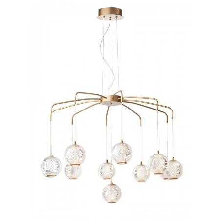 Suspension Smarter Gianet, metal, matt gold, LED, 42W, 3663 lumens, warm white 3000K, L.80 cm