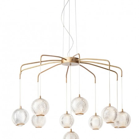 Suspension Smarter Gianet, metal, matt gold, LED, 42W, 3663 lumens, warm white 3000K, L.80 cm