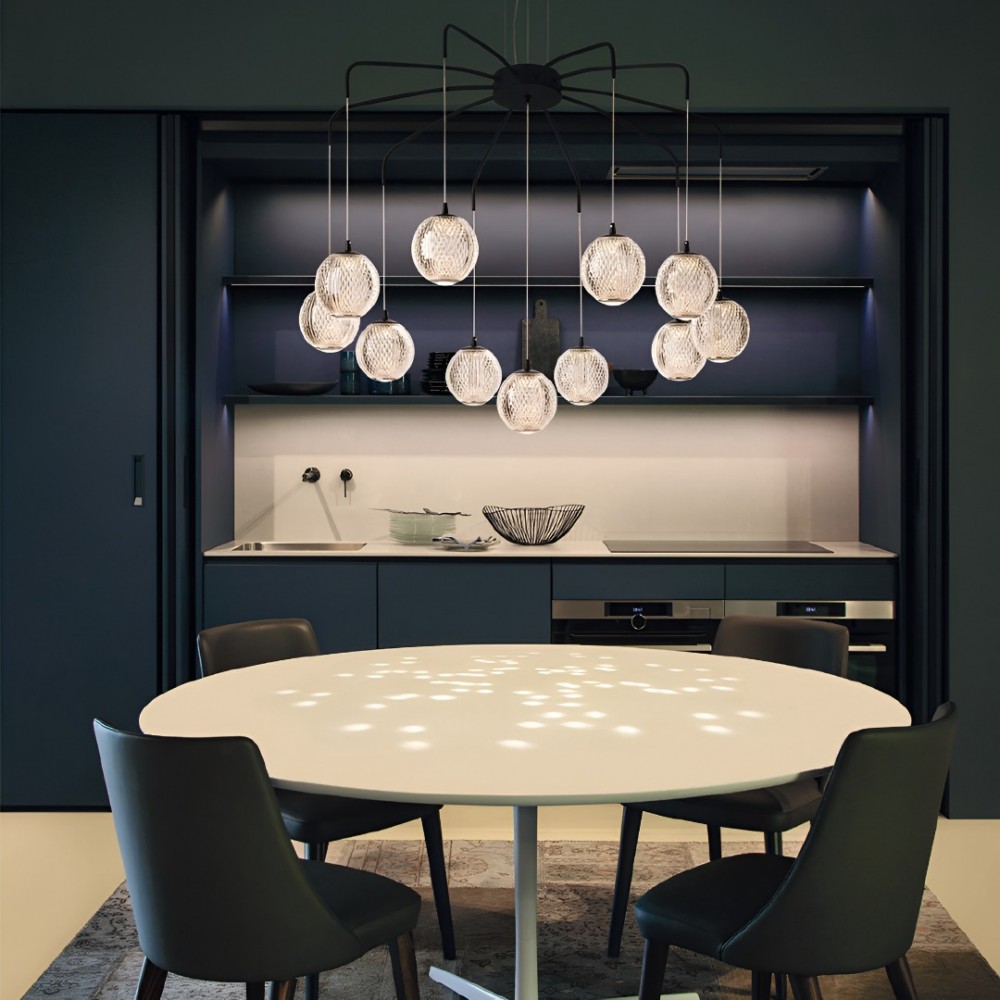 Suspension Smarter Gianet, metal, sand black, LED, 42W, 3663 lumens, warm white 3000K, L.80 cm