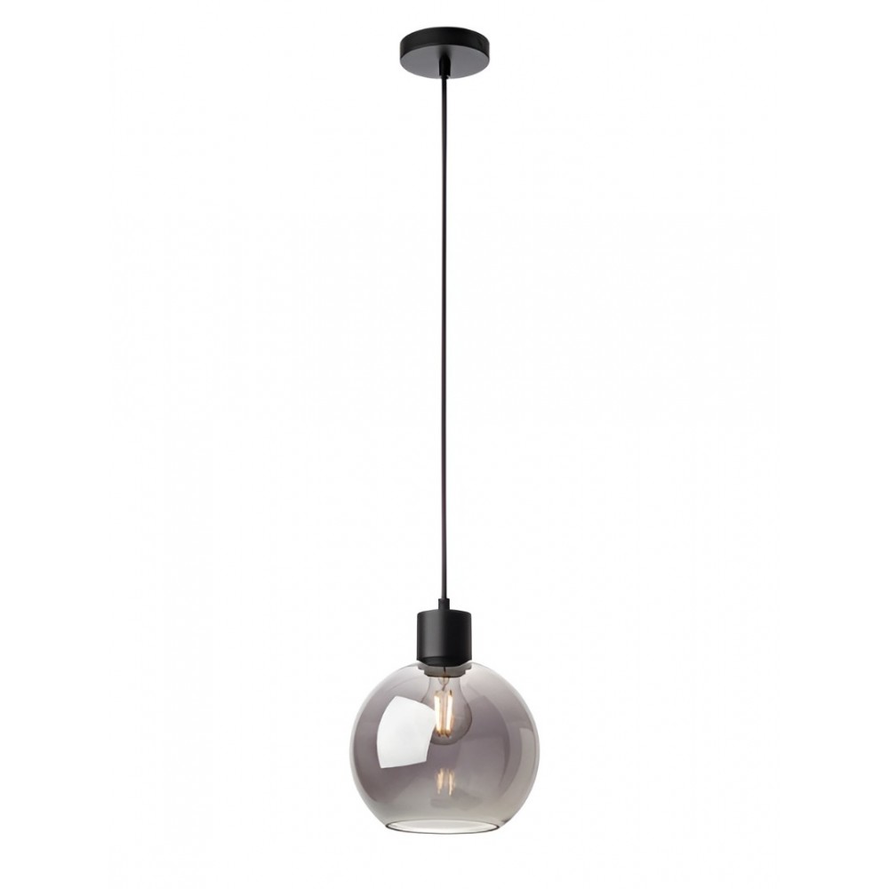Suspension Smarter Atlantis, metal, smoky glass, sand black, 1XE27, D.20 cm