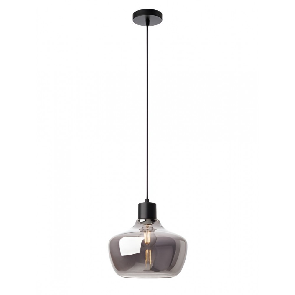 Suspension Smarter Atlantis, metal, smoky glass, sand black, 1XE27, D.26 cm