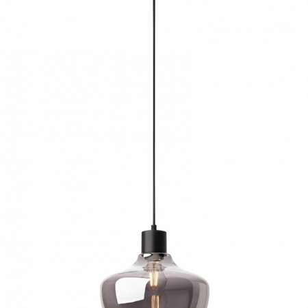 Suspension Smarter Atlantis, metal, smoky glass, sand black, 1XE27, D.26 cm