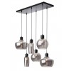 Suspension Smarter Atlantis, metal, smoky glass, sand black, 6XE27, L.75 cm