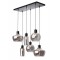 Suspension Smarter Atlantis, metal, smoky glass, sand black, 6XE27, L.75 cm