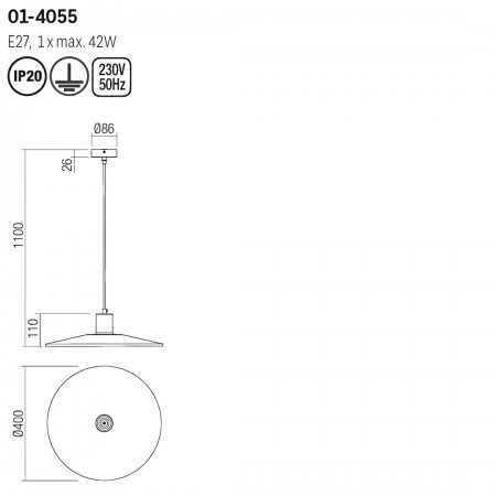 Suspension Smarter Fresno, metal, natural wood, sand black, 1XE27, D.40 cm