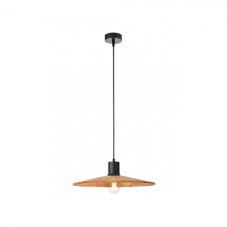 Suspension Smarter Fresno, metal, natural wood, sand black, 1XE27, D.40 cm