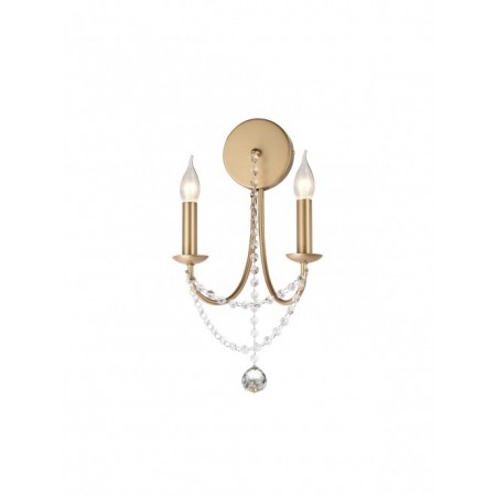 Wall lamp Smarter Aphrodite, metal, matt gold, 2XE14, H.48 cm