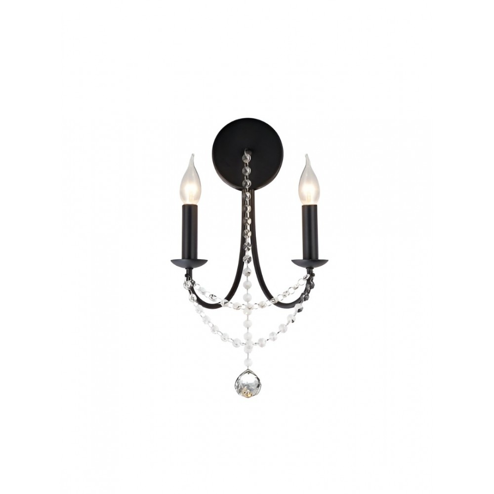 Wall lamp Smarter Aphrodite, metal, sand black, 2XE14, H.48 cm
