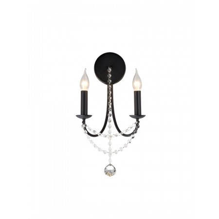 Wall lamp Smarter Aphrodite, metal, sand black, 2XE14, H.48 cm