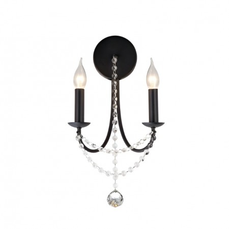 Wall lamp Smarter Aphrodite, metal, sand black, 2XE14, H.48 cm