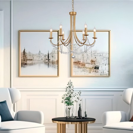Chandelier Smarter Aphrodite, metal, matt gold, 6XE14, D.60 cm