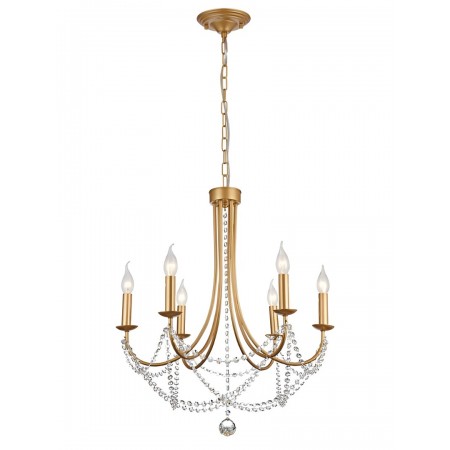 Chandelier Smarter Aphrodite, metal, matt gold, 6XE14, D.60 cm
