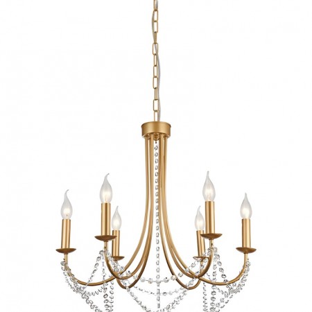 Chandelier Smarter Aphrodite, metal, matt gold, 6XE14, D.60 cm