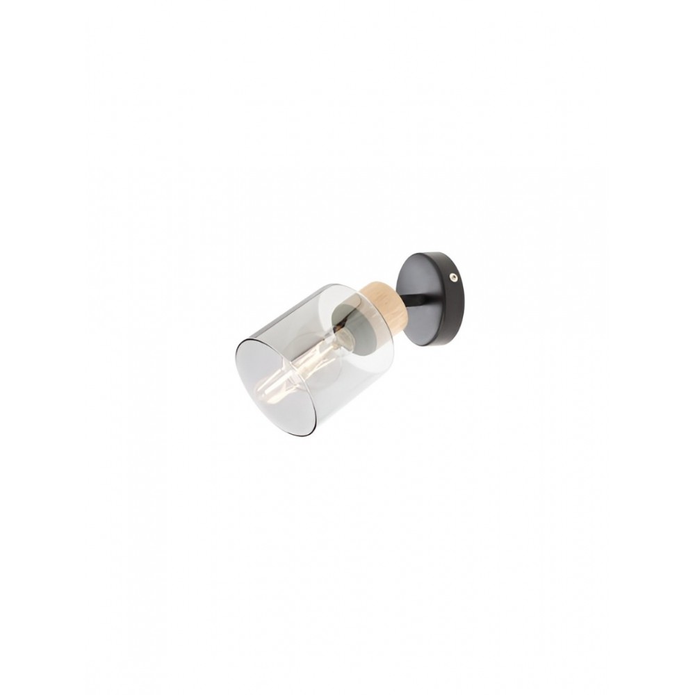 Wall/ceiling lamp Smarter Hansen, metal, smoked glass, sand black, 1XE27, H.14 cm