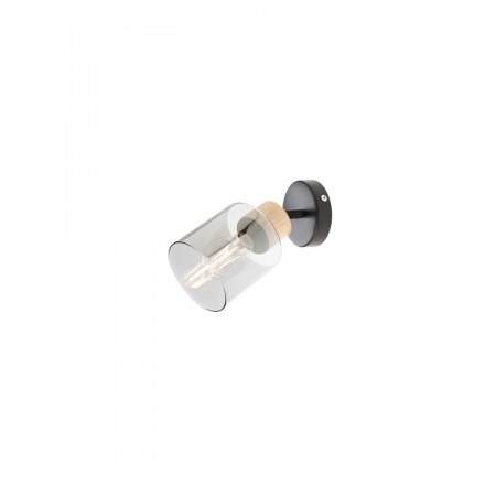 Wall/ceiling lamp Smarter Hansen, metal, smoked glass, sand black, 1XE27, H.14 cm