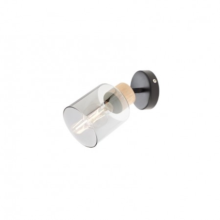 Wall/ceiling lamp Smarter Hansen, metal, smoked glass, sand black, 1XE27, H.14 cm