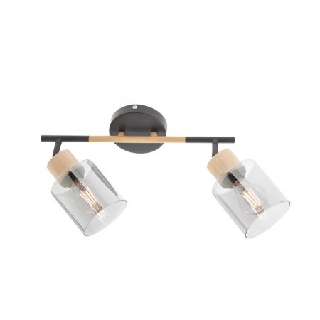 Wall/ceiling lamp Smarter Hansen, metal, smoked glass, sand black, 2XE27, L.43 cm