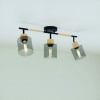 Wall/ceiling lamp Smarter Hansen, metal, smoked glass, sand black, 3XE27, L.63 cm