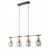 Suspension Smarter Hansen, metal, smoked glass, sand black, 4XE27, L.90 cm