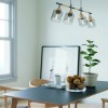 Suspension Smarter Hansen, metal, smoked glass, sand black, 4XE27, L.90 cm