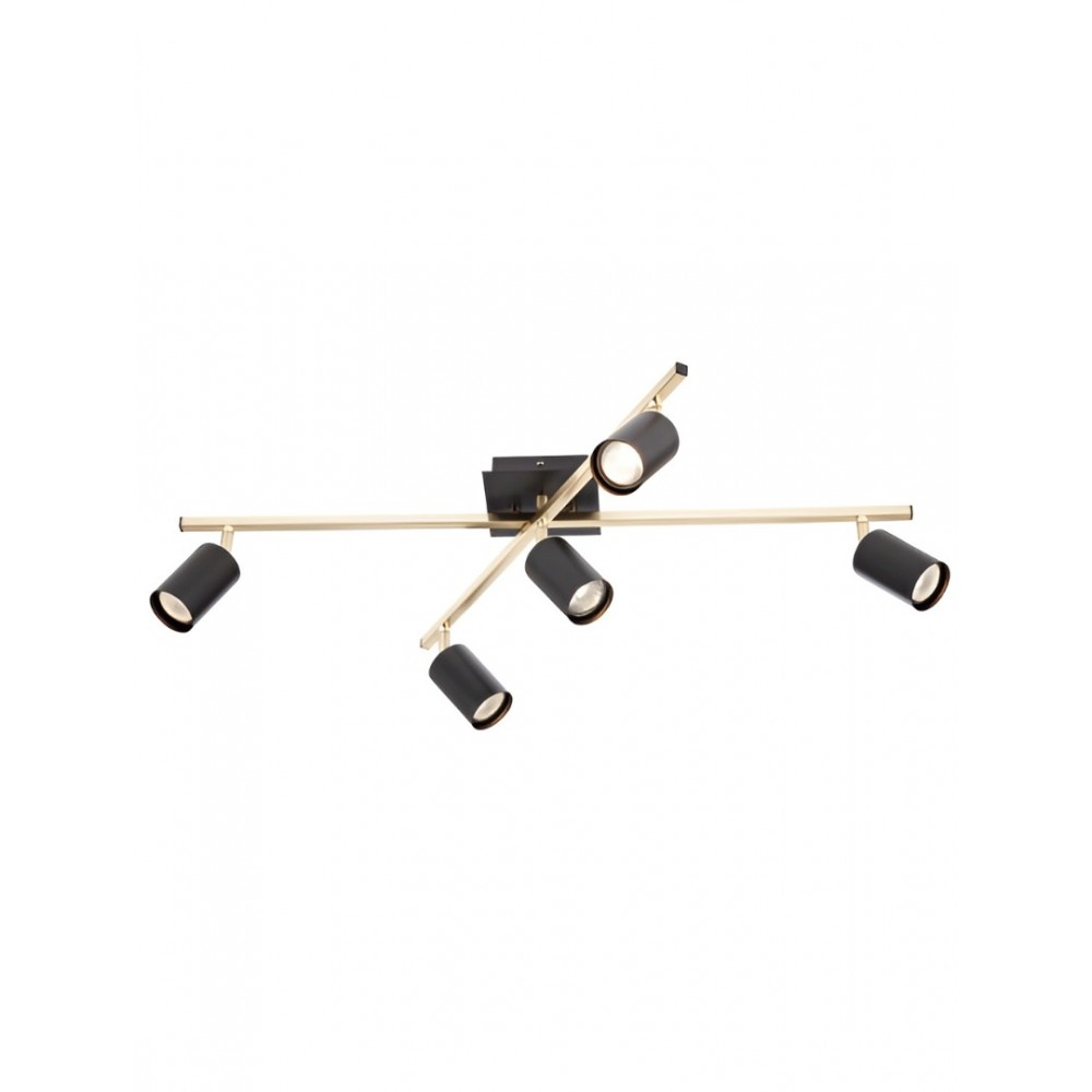 Ceiling lamp Smarter Crius, metal, matt brass/matt black, 5XGU10, L.77 cm