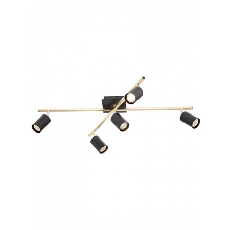Ceiling lamp Smarter Crius, metal, matt brass/matt black, 5XGU10, L.77 cm