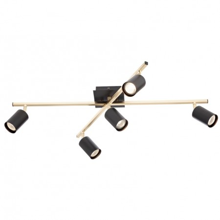 Ceiling lamp Smarter Crius, metal, matt brass/matt black, 5XGU10, L.77 cm