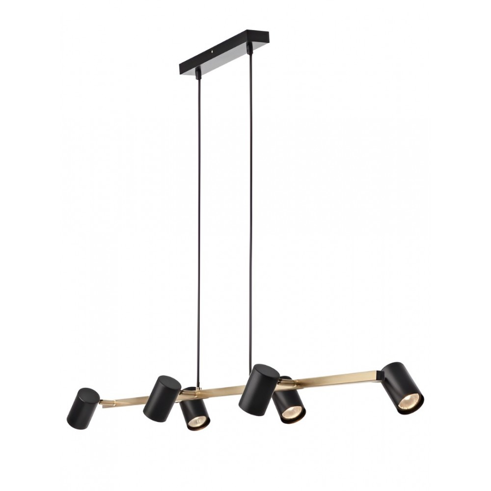 Suspension Smarter Crius, metal, matt brass/matt black, 6XGU10, L.115 cm