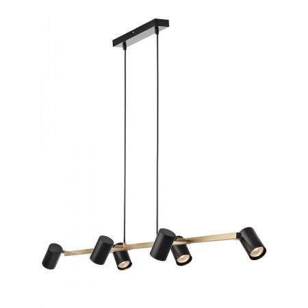Suspension Smarter Crius, metal, matt brass/matt black, 6XGU10, L.115 cm