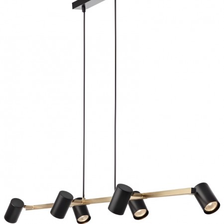 Suspension Smarter Crius, metal, matt brass/matt black, 6XGU10, L.115 cm