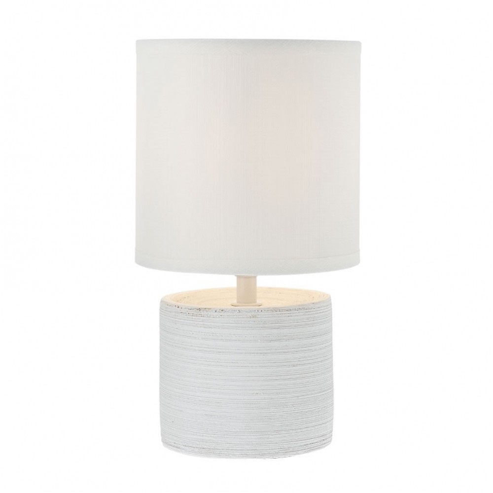 Table lamp Smarter Cilly, ceramics, textile, white, 1XE14, H.27 cm