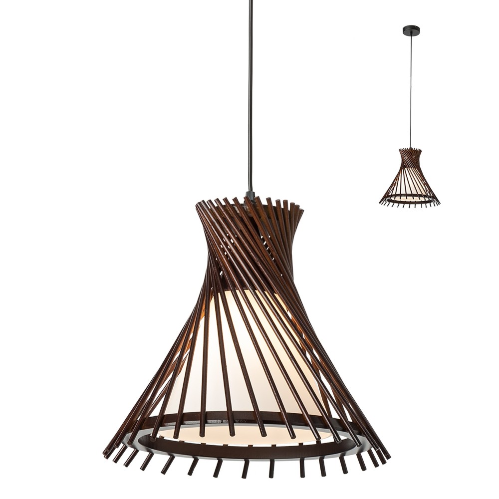 Suspension Smarter Shanghai, metal, wood, glass, weng, 1XE27, D.32 cm