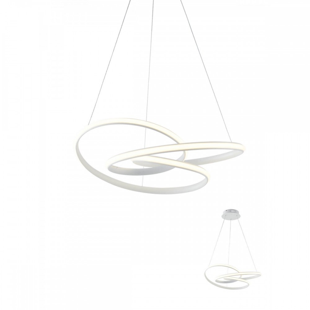 Suspension Smarter Sintra, metal, matt white, LED, 40W, 2726 lumens, warm white 3000K, L.52 cm