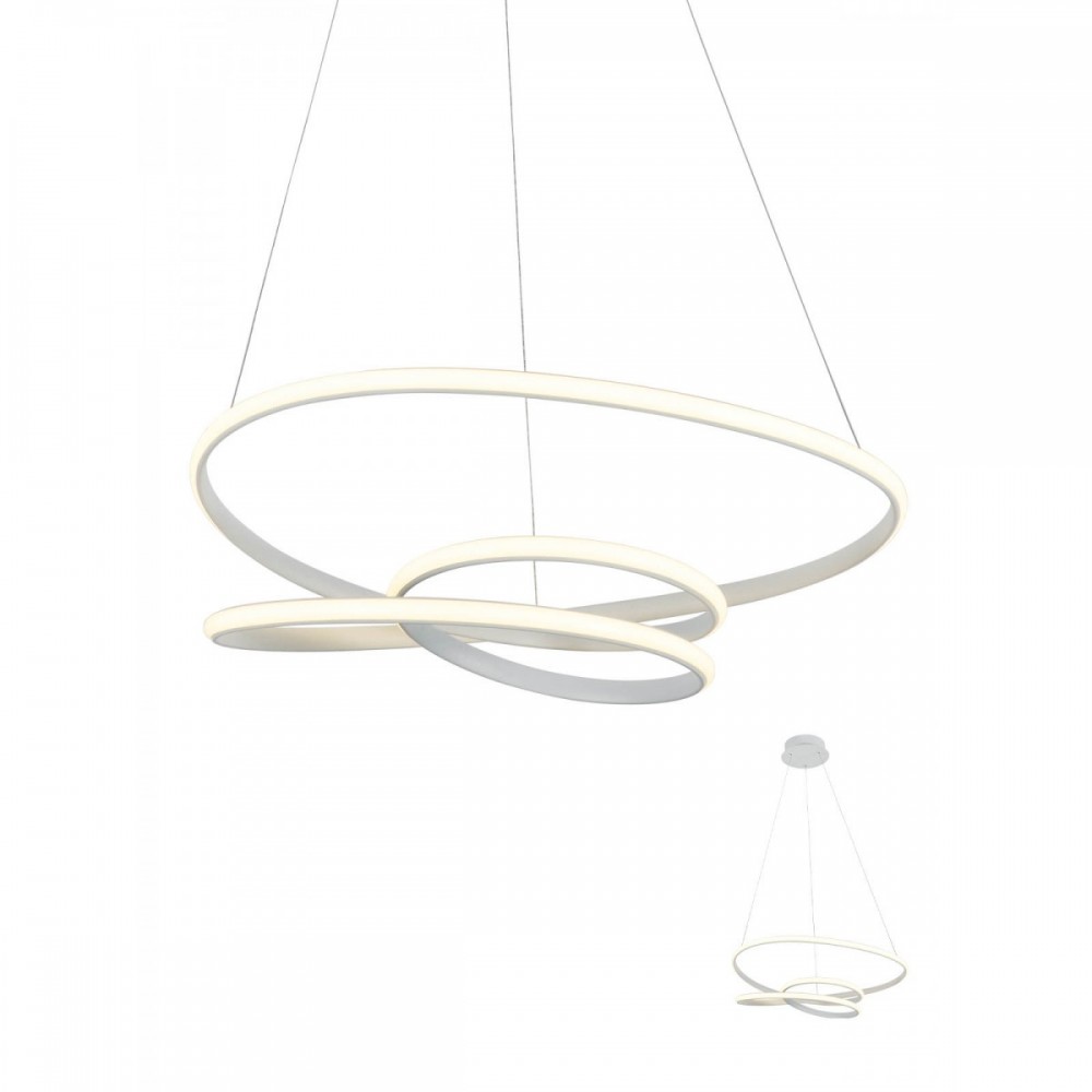 Suspension Smarter Sintra, metal, matt white, LED, 57W, 3705 lumens, warm white 3000K, L.62 cm