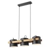 Suspension Smarter Pooh, metal, wood, black, 3XE27, L.70 cm