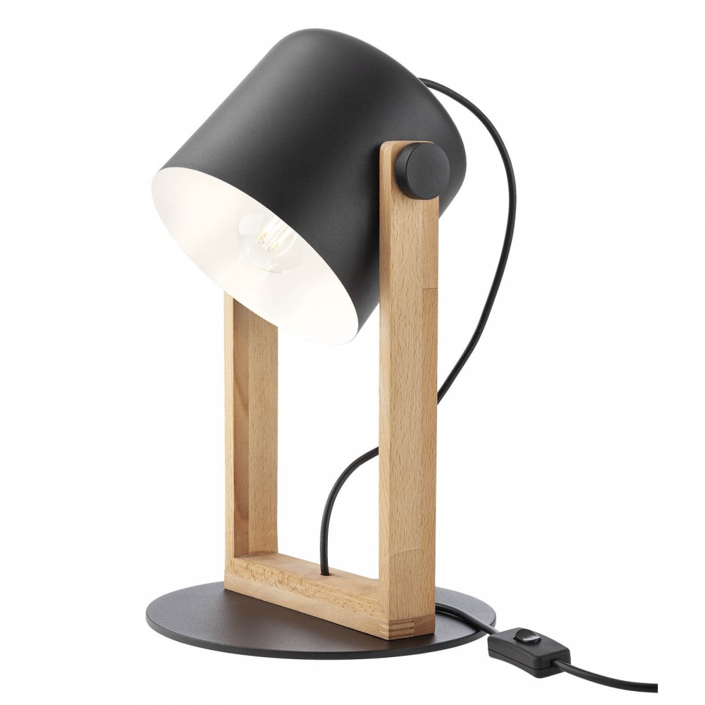 Table lamp Smarter Pooh, metal, wood, black, 1XE27, H.39 cm